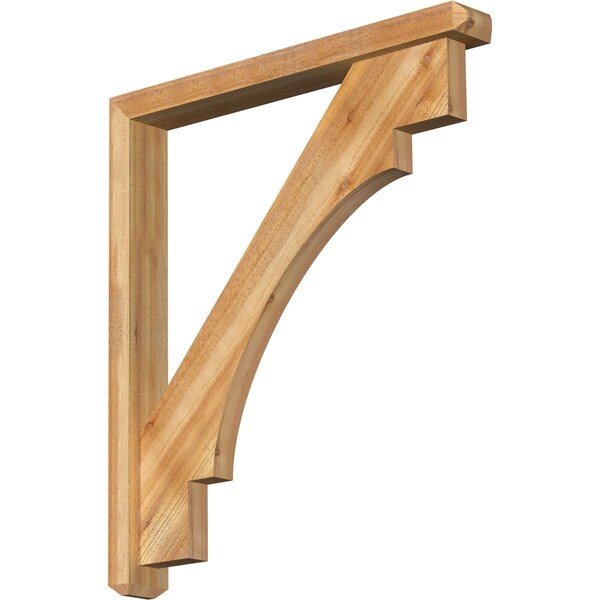 Ekena Millwork Merced Craftsman Rough Sawn Bracket w/ Offset Brace, Western Red Cedar, 4"W x 32"D x 36"H BKT0402X32X36MRC04RWR - main